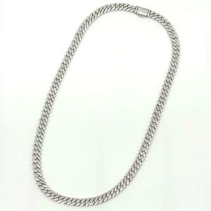 925 Silver, 9.0CTW Moissanite Square Miami Cuban Chain